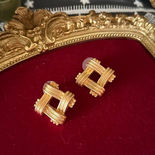 Ribbon Braided Square Earrings